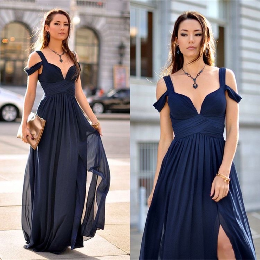 NWOT Navy Off the Shoulder Dress (Prom, Special Events, etc.)